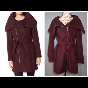 Cole Haan Signature Belted Asymmetrical Zip Pea Coat